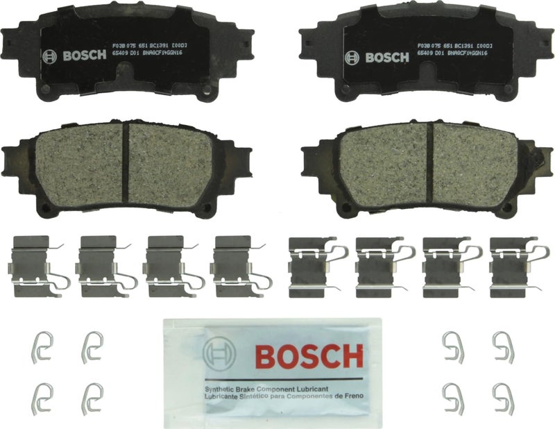بوش مجموعة وسادات فرامل قرص السيراميك الفاخرة من BOSCH BC1391 - متوافقة مع مجموعة مختارة من Lexus GS200t GS350 GS450h IS200t/250 IS300 IS350 RC350 RX350 RX450h؛ تويوتا هايلاندر بريوس سيينا؛ مؤخرة - Image 2